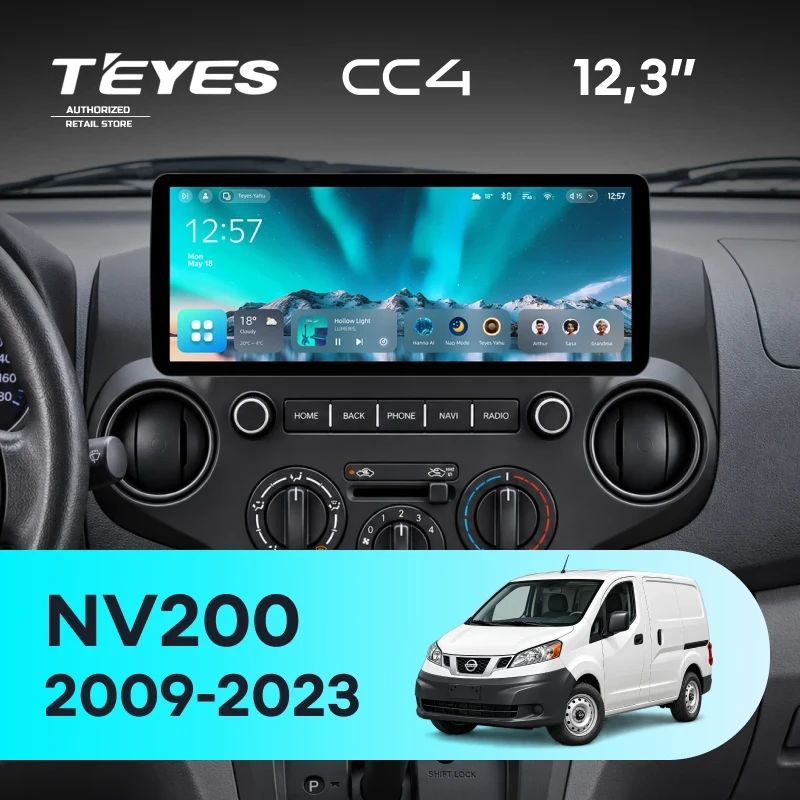 Штатная магнитола Teyes CC4 12.3" 8/128 Nissan NV200 M20 (2009-2023) F1