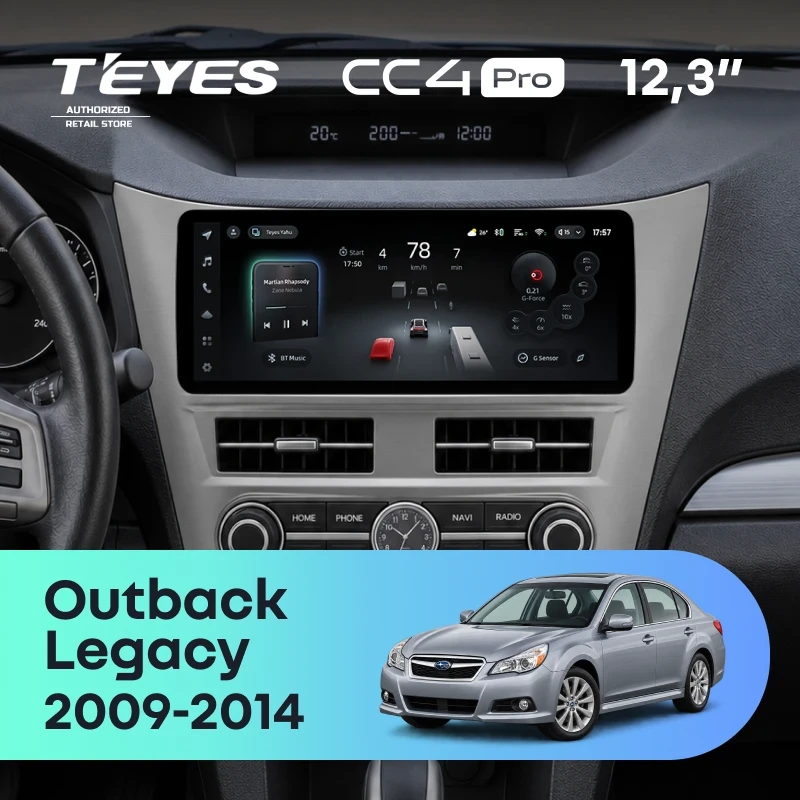 Штатная магнитола Teyes CC4 Pro 12.3" 8/128 Subaru Legacy 5 (2009-2014) Правый руль