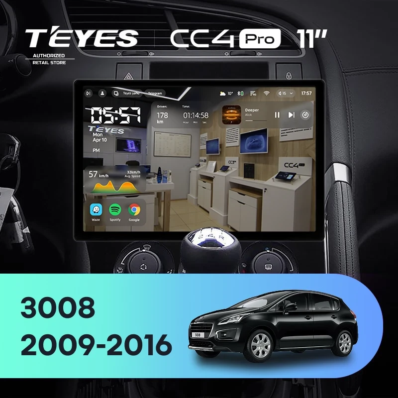 Штатная магнитола Teyes CC4 Pro 8/128 Peugeot 3008 1 (2009-2016) F2 (11")