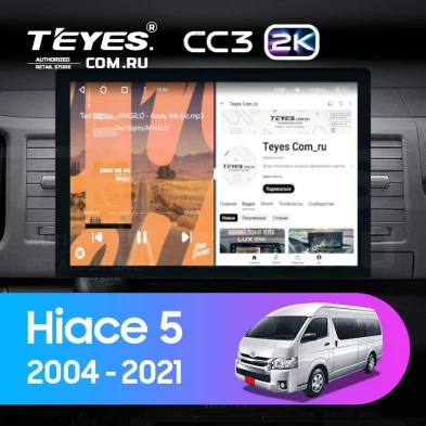 Штатная магнитола Teyes CC3 2K 6/128 Toyota Hiace XH10 H200 (2004-2021) (13")