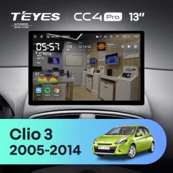 Штатная магнитола Teyes CC4 Pro 8/128 Renault Clio 3 (2005-2014) (0din) (13")