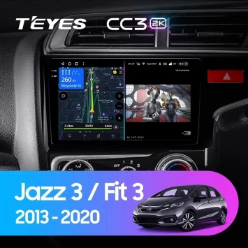 Штатная магнитола Teyes CC3 2K 360 6/128 Honda Fit 3 GP GK (2013-2020) Тип-A Правый руль