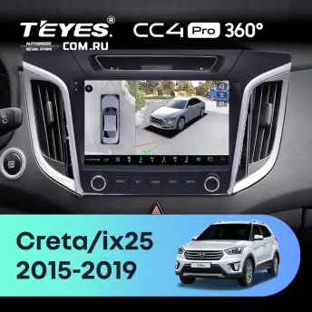 Штатная магнитола Teyes CC4 Pro 360 8/128 Hyundai Creta 1 (2015-2019) с кнопками