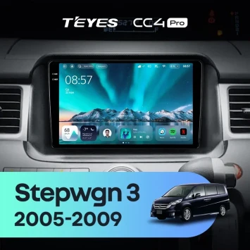 Штатная магнитола Teyes CC4 Pro 12/256 Honda Stepwgn 3 (2005-2009) Правый руль