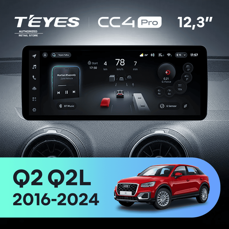 Штатная магнитола Teyes CC4 Pro 12.3" 12/256 Audi Q2 Q2L GA (2016-2024)