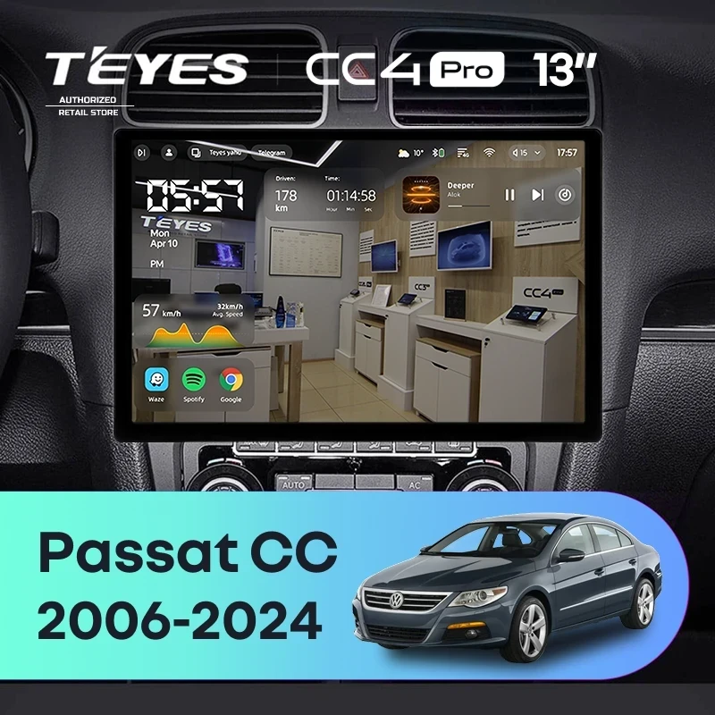 Штатная магнитола Teyes CC4 Pro 12/256 Volkswagen Passat CC (2006-2024) (13")