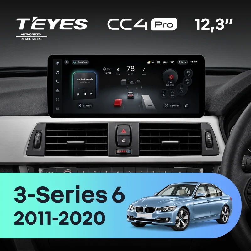 Штатная магнитола Teyes CC4 Pro 12.3" 12/256 BMW 3-Series 6 F30 F31 (NBT) (2011-2020) Правый руль