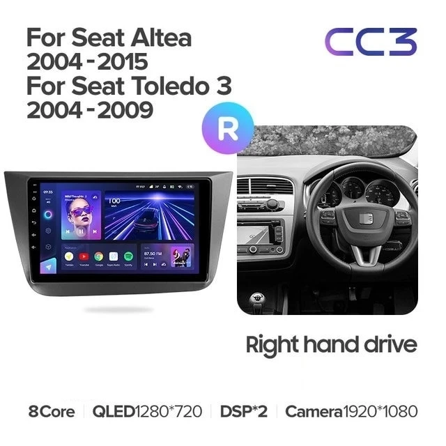 Штатная магнитола Teyes CC3 4/32 Seat Altea 5P (2004-2015) Правый руль
