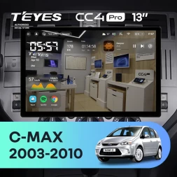 Штатная магнитола Teyes CC4 Pro 8/128 Ford C-MAX (2003-2010) (0din) (13")