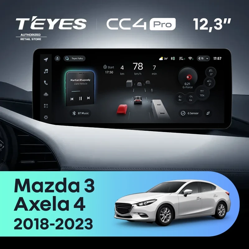 Штатная магнитола Teyes CC4 Pro 12.3" 8/128 Mazda Axela 4 (2018-2023) Тип-B Правый руль