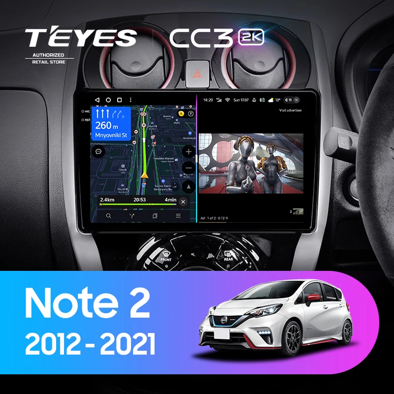 Штатная магнитола Teyes CC3 2K 360 6/128 Nissan Note 2 E12 (2012-2021)