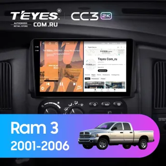 Штатная магнитола Teyes CC3 2K 4/64 Dodge Ram 3 DR/DH (2001-2006) (0din)