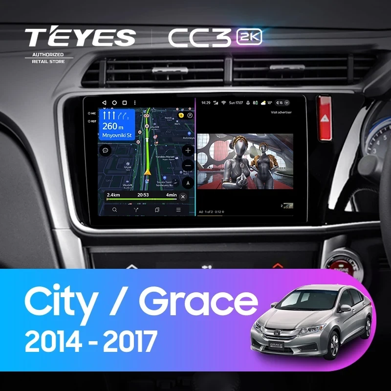 Штатная магнитола Teyes CC3 2K 6/128 Honda City (2014-2017) Тип-A Правый руль