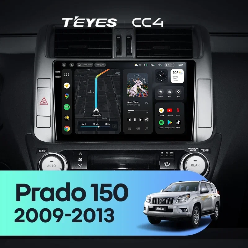 Штатная магнитола Teyes CC4 6/64 Toyota Land Cruiser Prado 150 (2009-2013) F2 Тип-A