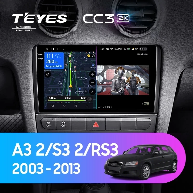 Штатная магнитола Teyes CC3 2K 360 6/128 Audi S3 2 (2006-2012)