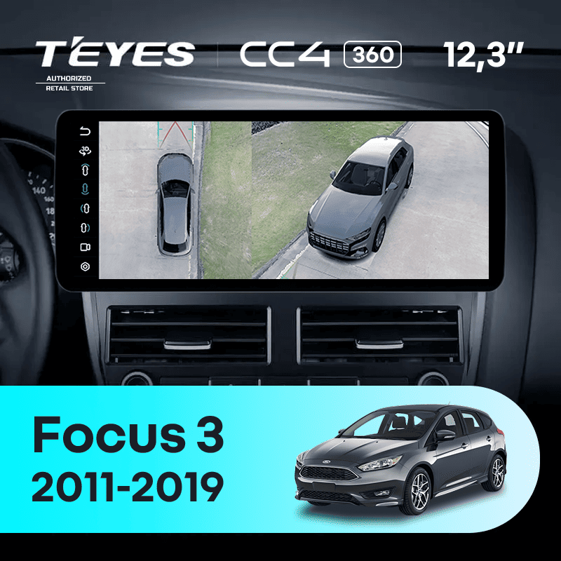 Штатная магнитола Teyes CC4 12.3" 360 8/128 Ford Focus 3 Mk 3 (2011-2019)