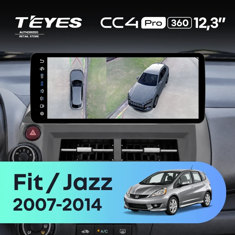 Штатная магнитола Teyes CC4 Pro 12.3" 360 12/256 Honda Fit 2 GE (2007-2014)