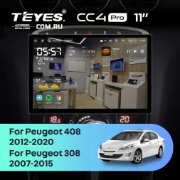 Штатная магнитола Teyes CC4 Pro 8/128 Peugeot 308 (2007-2015) (11") (Серая)