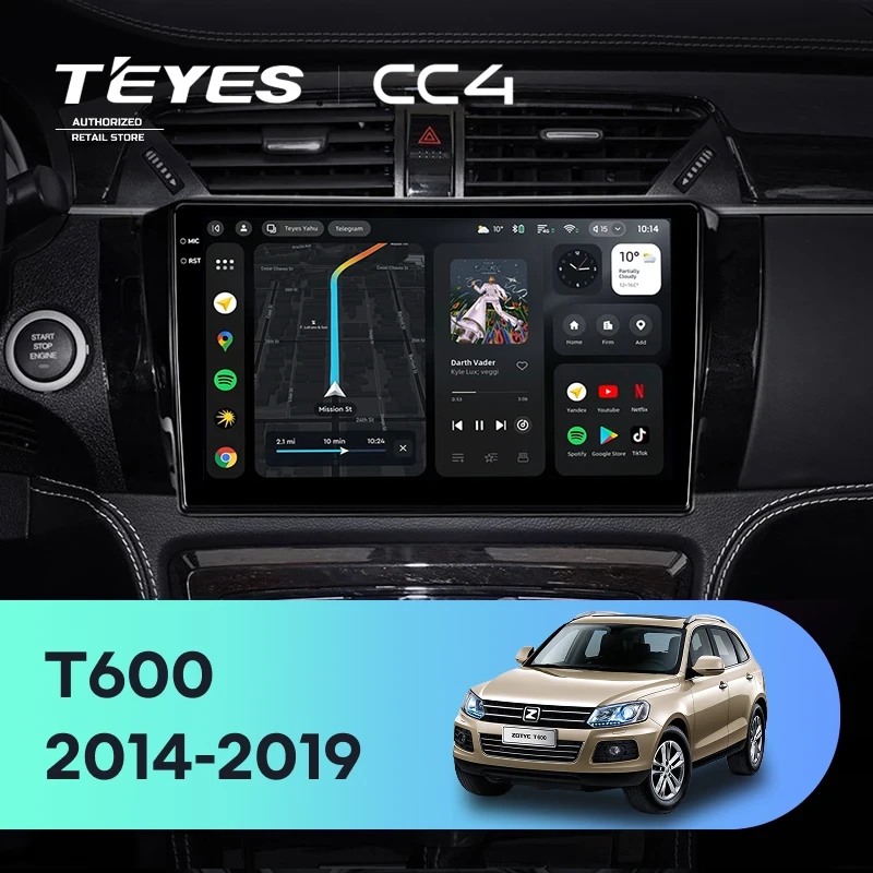 Штатная магнитола Teyes CC4 6/64 Zotye T600 (2014-2019)