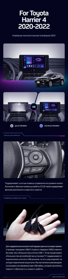Штатная магнитола Teyes CC3L 4/64 Toyota Harrier 4 XU80 (2020-2022)