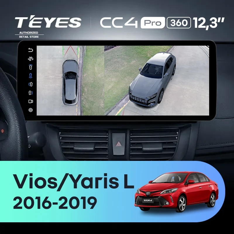 Штатная магнитола Teyes CC4 Pro 12.3" 360 12/256 Toyota Vios Yaris L (2016-2019)