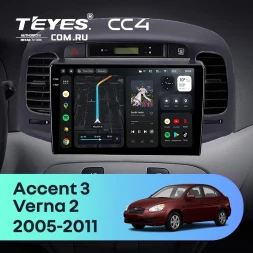 Штатная магнитола Teyes CC4 8/128 Hyundai Accent 3 (2005-2011) (черная)