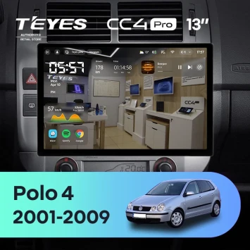 Штатная магнитола Teyes CC4 Pro 12/256 Volkswagen Polo Mk4 (2001-2009) F2 (13")