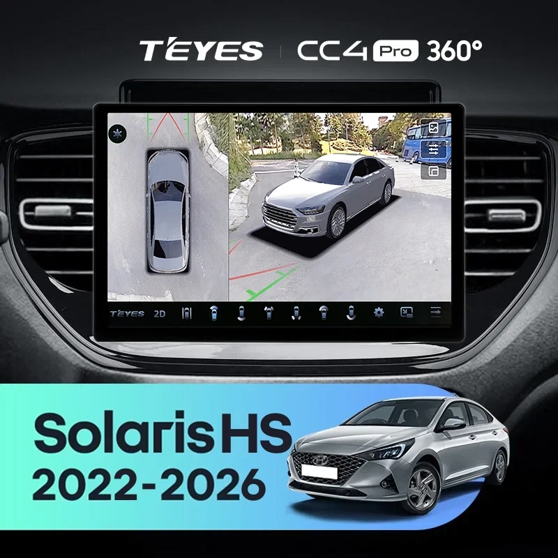 Штатная магнитола Teyes CC4 Pro 360 8/128 Solaris HS (2022-2026) (11")