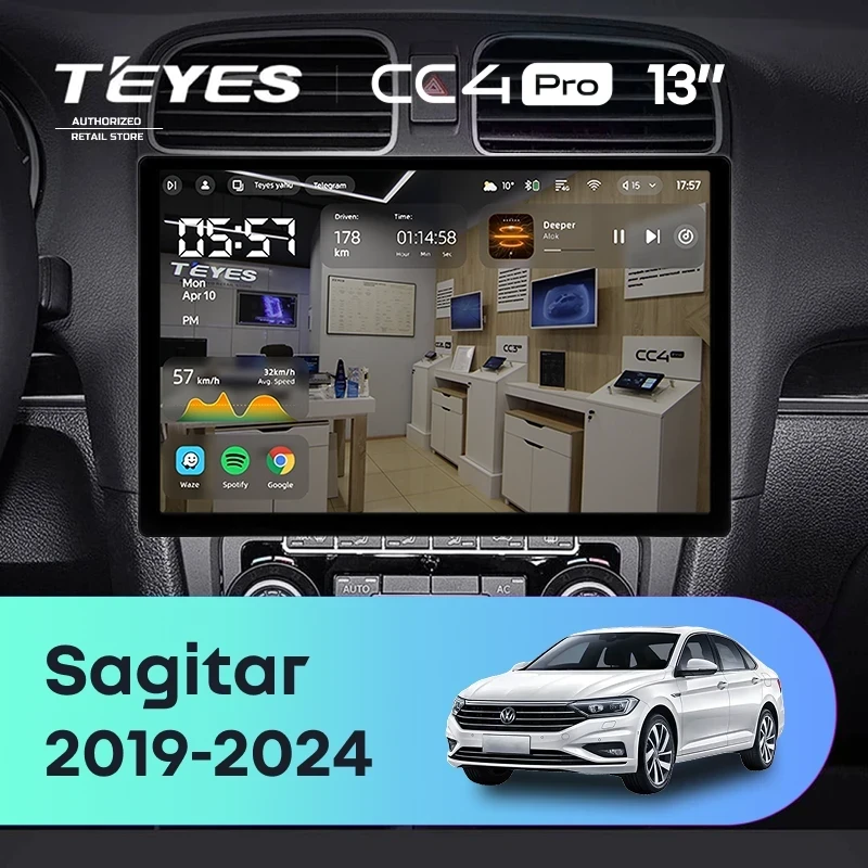 Штатная магнитола Teyes CC4 Pro 12/256 Volkswagen Sagitar (2019-2024) (13")