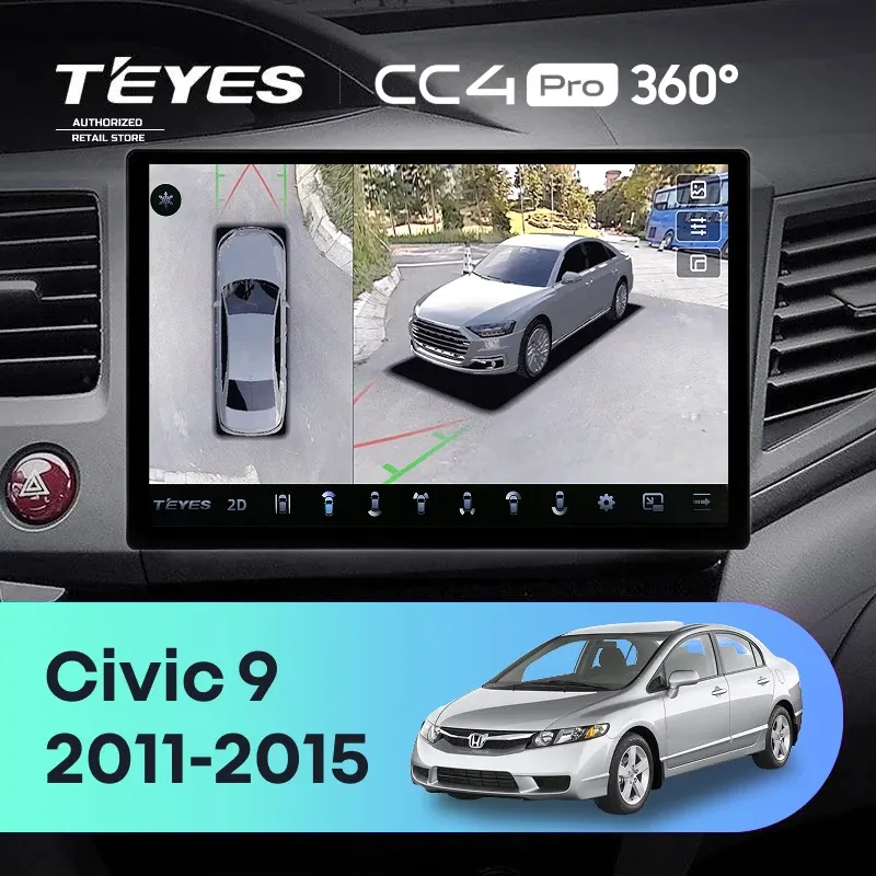 Штатная магнитола Teyes CC4 Pro 360 12/256 Honda Civic 9 FB FK FD (2011-2015) (13")