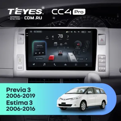 Штатная магнитола Teyes CC4 Pro 12/256 Toyota Estima AHR20 XR50 3 (2006-2016) Правый руль