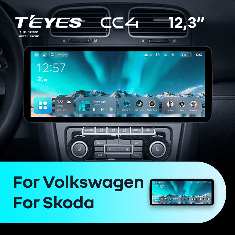 Штатная магнитола Teyes CC4 12.3" 8/128 Skoda Octavia (2004-2009)