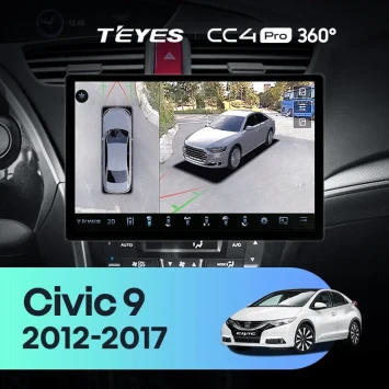Штатная магнитола Teyes CC4 Pro 360 12/256 Honda Civic 9 FK FB (2012-2017) (13")