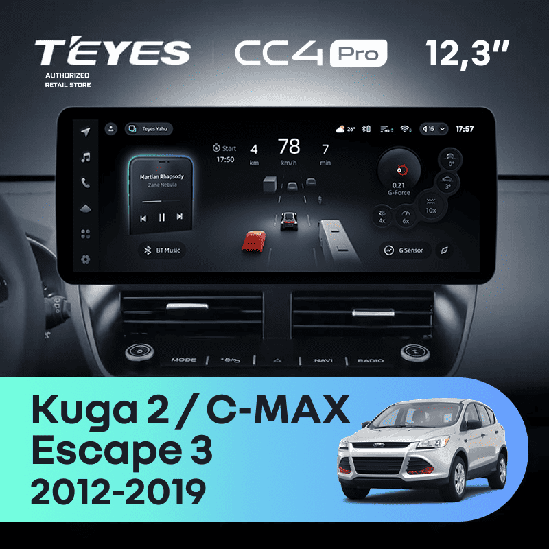 Штатная магнитола Teyes CC4 Pro 12.3" 8/128 Ford C-MAX (2012-2019)
