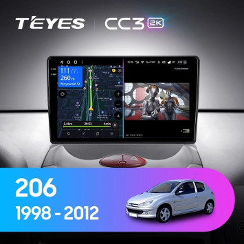 Штатная магнитола Teyes CC3 2K 4/64 Peugeot 206 T13 T16 T12 (1998-2012) F2