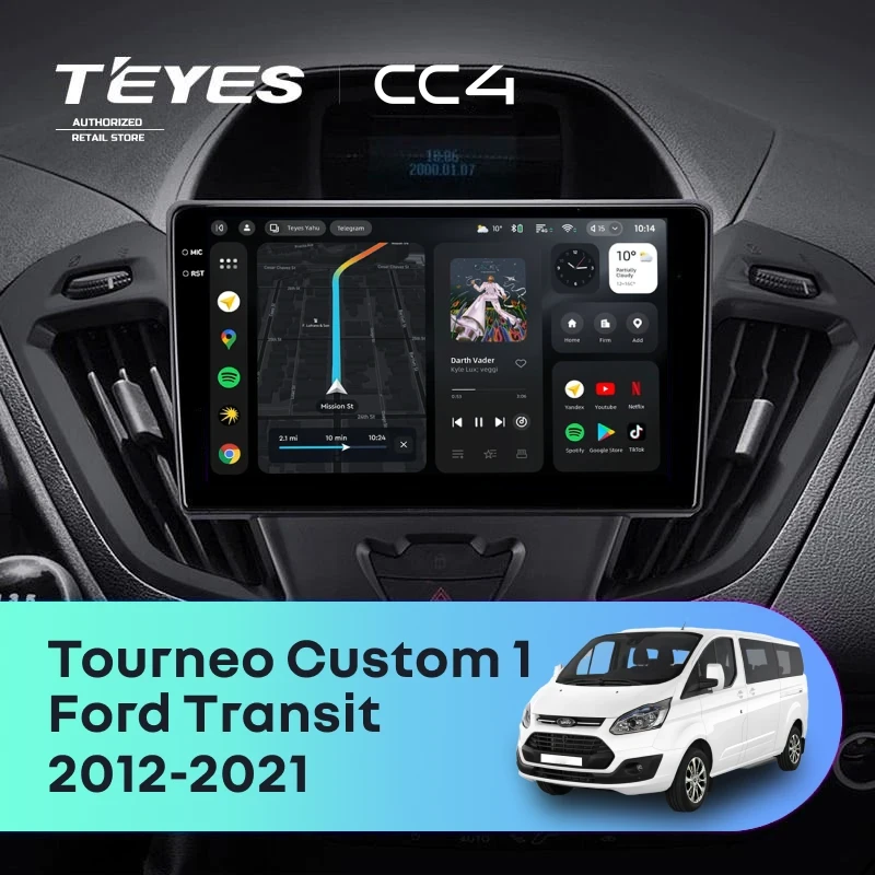 Штатная магнитола Teyes CC4 6/64 Ford Tourneo Custom 1 (2012-2021) F2 (0din)