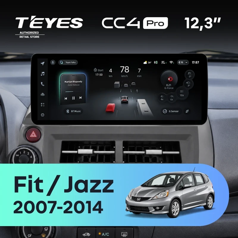 Штатная магнитола Teyes CC4 Pro 12.3" 8/128 Honda Jazz 2 (2007-2014)