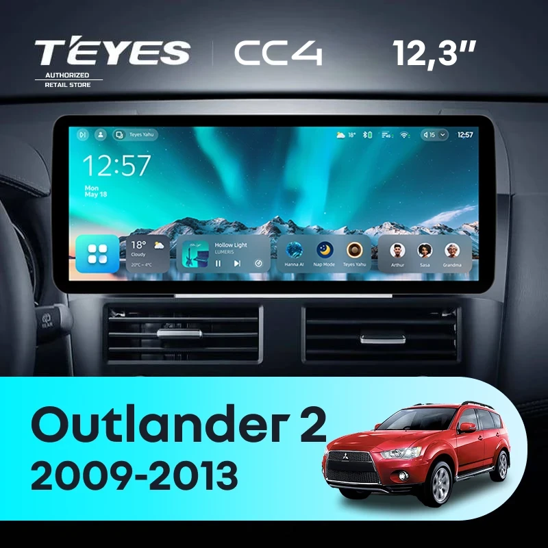 Штатная магнитола Teyes CC4 12.3" 8/128 Mitsubishi Outlander 2 CW0W (2009-2013) Тип-B