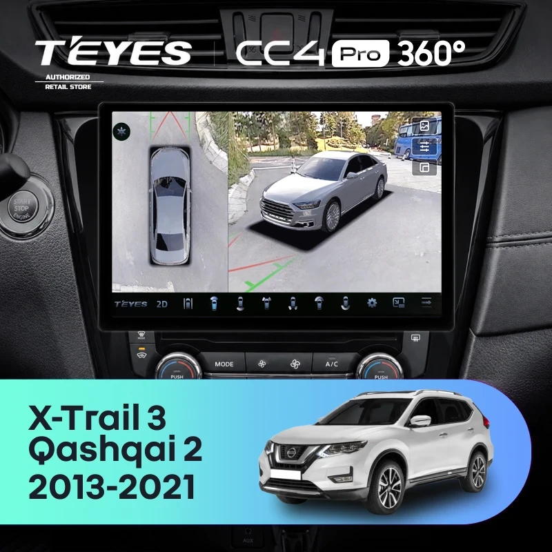Штатная магнитола Teyes CC4 Pro 360 12/256 Nissan Qashqai 2 (2013-2021) F2 Тип-C (11")