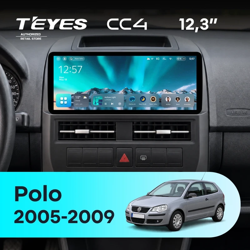 Штатная магнитола Teyes CC4 12.3" 6/64 Volkswagen Polo Mk4 (2005-2009)
