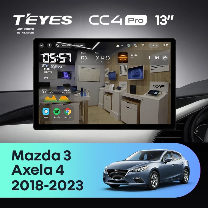 Штатная магнитола Teyes CC4 Pro 8/128 Mazda 3 (2018-2023) (0din) (13")