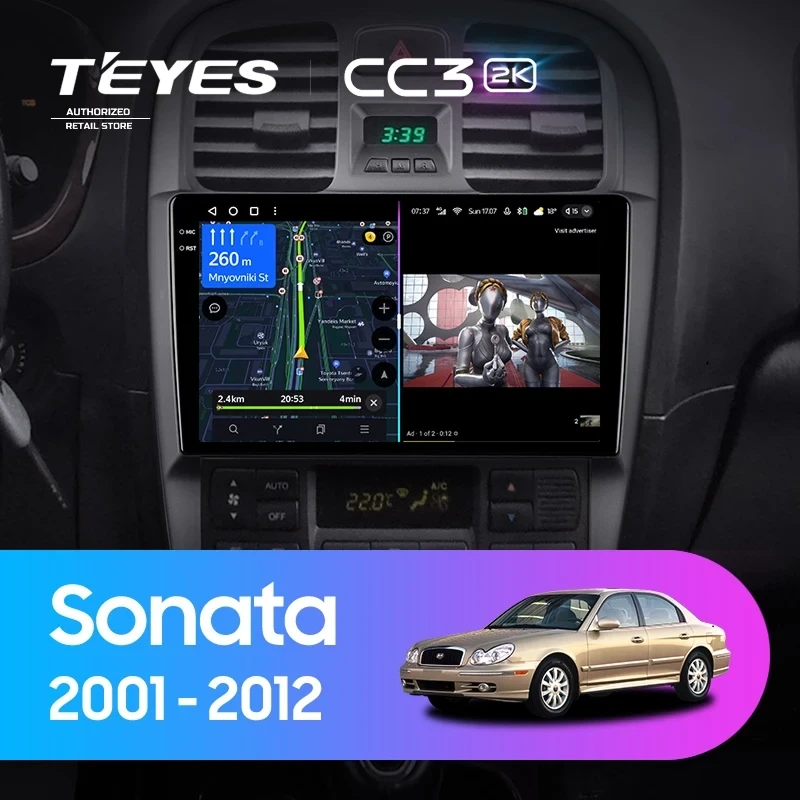 Штатная магнитола Teyes CC3 2K 6/128 Hyundai Sonata EF рестайлинг (2001-2012)