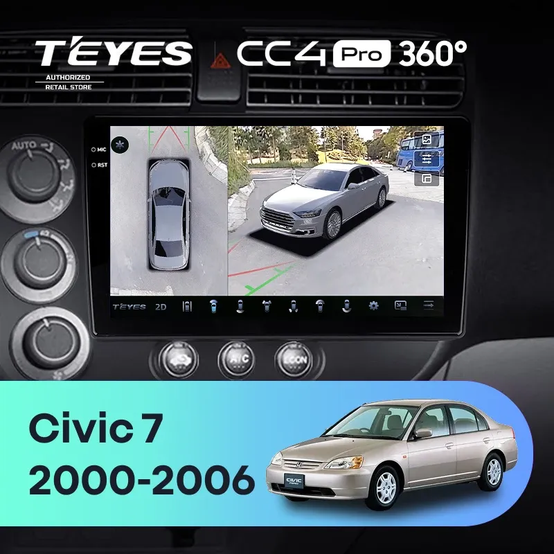 Штатная магнитола Teyes CC4 Pro 360 8/128 Honda Civic 7 (2000-2006) F1