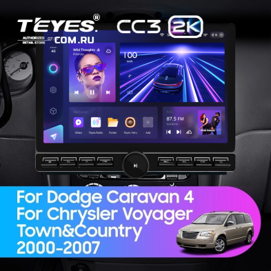 Штатная магнитола Teyes CC3 2K 6/128 Chrysler Town &amp; Country 4 RS (2000-2007) Тип-B (13" с кнопками)