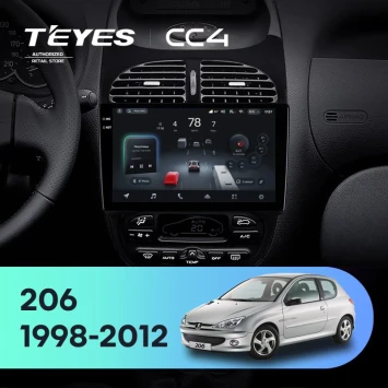 Штатная магнитола Teyes CC4 8/128 Peugeot 206 (1998-2012) F1