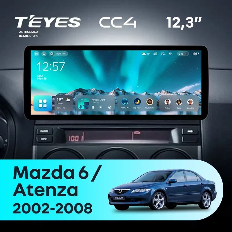 Штатная магнитола Teyes CC4 12.3" 8/128 Mazda 6 (2002-2008)