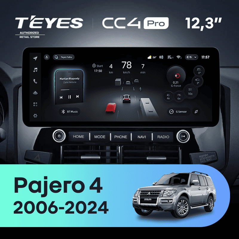 Штатная магнитола Teyes CC4 Pro 12.3" 12/256 Mitsubishi Pajero 4 V80 V90 (2006-2024) Тип-B