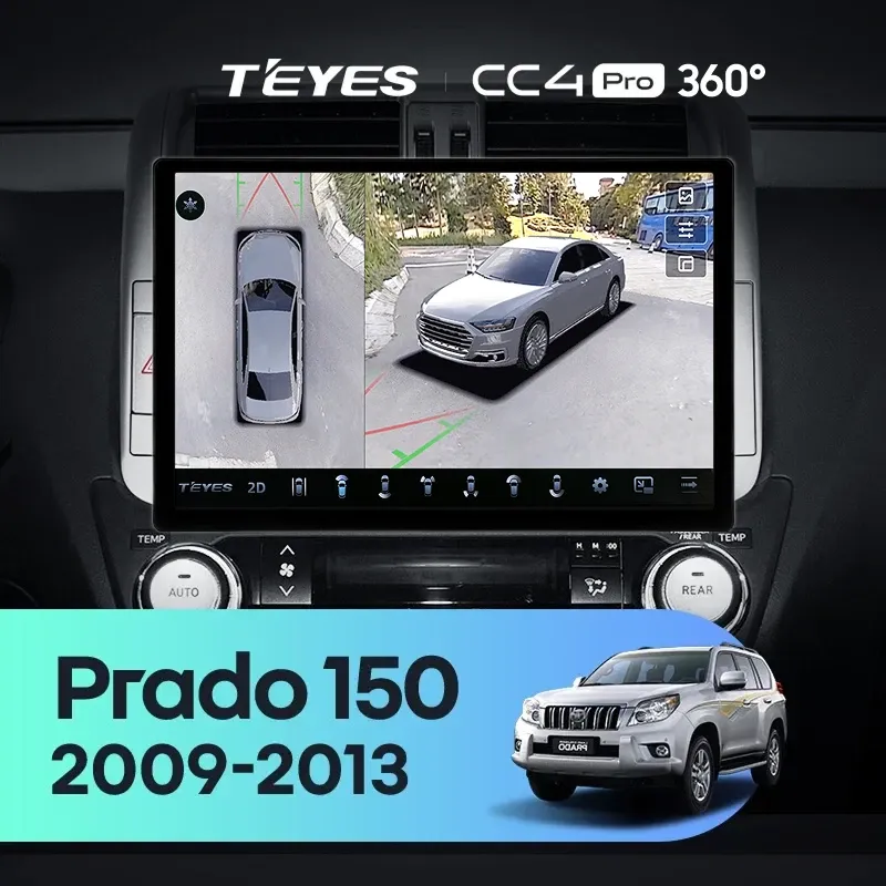Штатная магнитола Teyes CC4 Pro 360 12/256 Toyota Land Cruiser Prado 150 (2009-2013) F1 Тип-C (13")