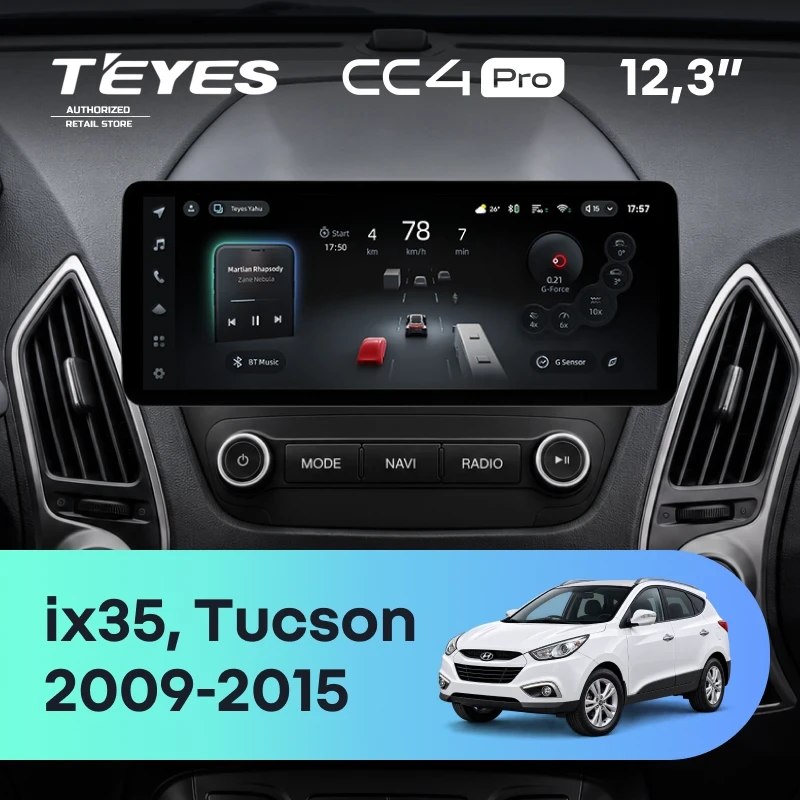 Штатная магнитола Teyes CC4 Pro 12.3" 8/128 Hyundai ix35 (2009-2015) (авто без усилителя)