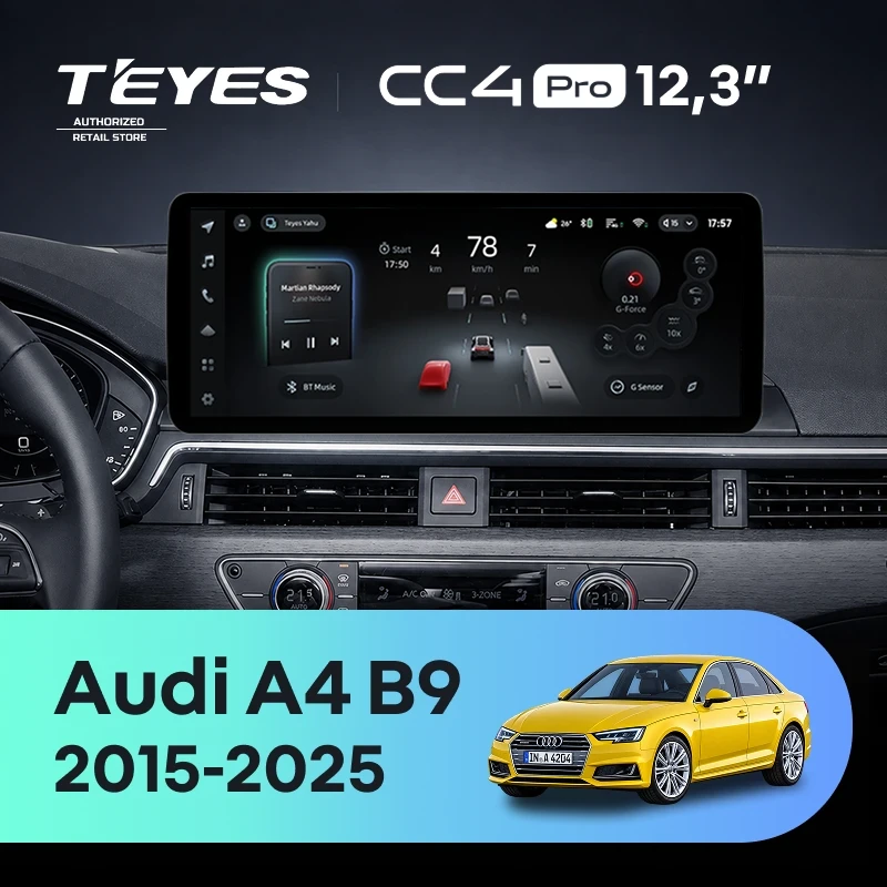 Штатная магнитола Teyes CC4 Pro 12.3" 8/128 Audi A4 B9 (2015-2025)